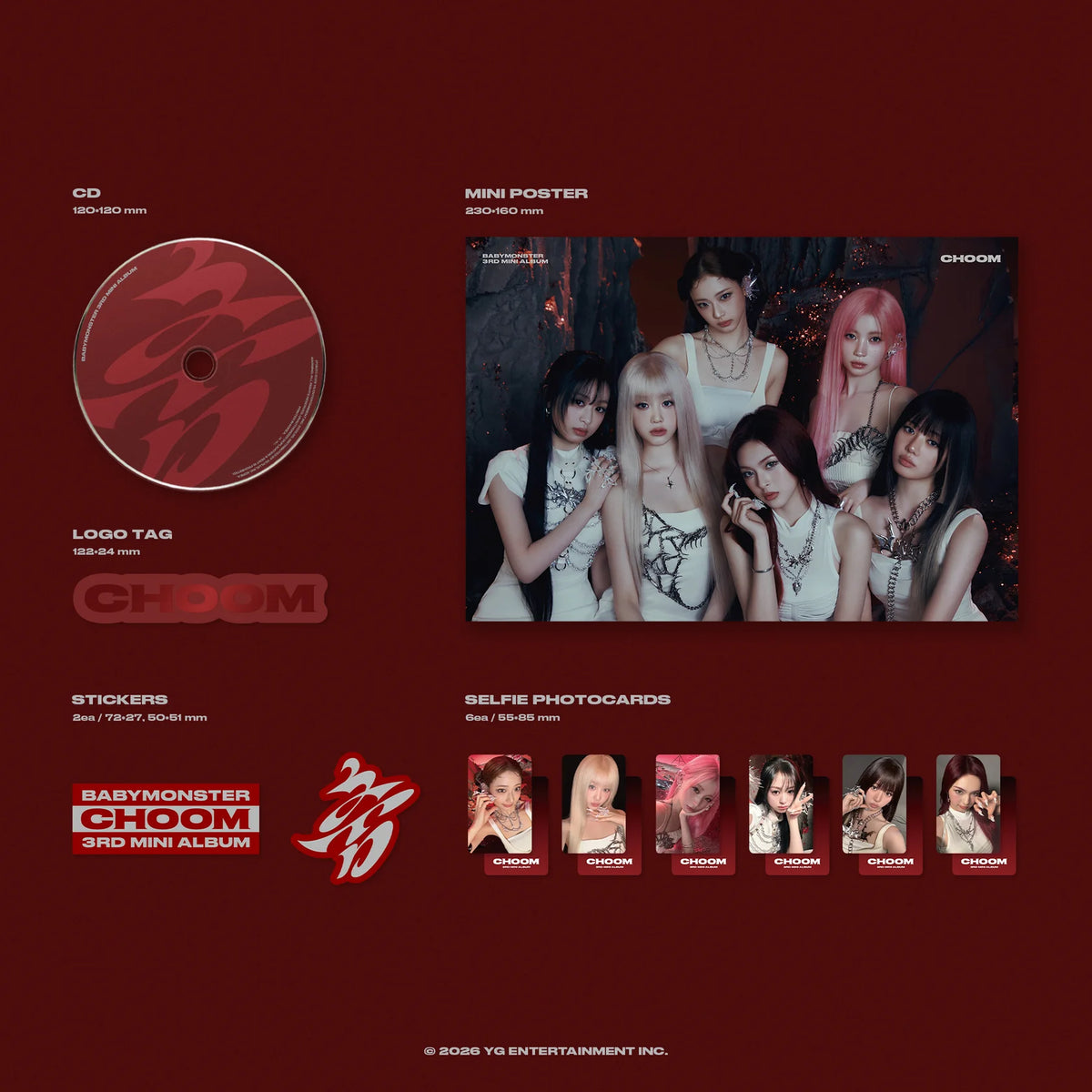 (GRUPAS VIDEOZVANA PASĀKUMS) BABYMONSTER 3. MINI ALBUMS [춤 (CHOOM)] (Crimson / Metallic / Prism Ver.)