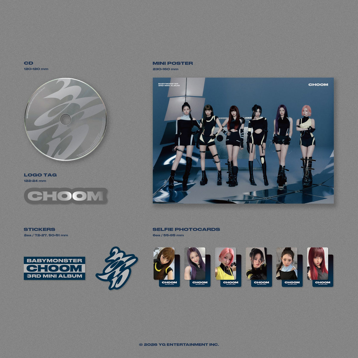 (GRUPAS VIDEOZVANA PASĀKUMS) BABYMONSTER 3. MINI ALBUMS [춤 (CHOOM)] (Crimson / Metallic / Prism Ver.)