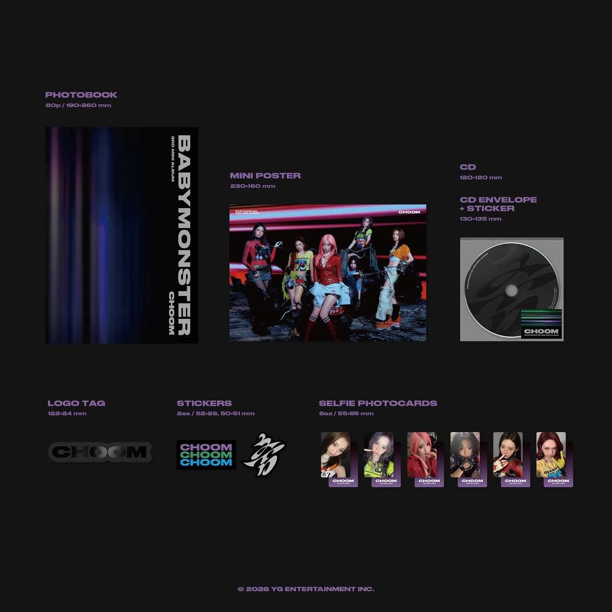 (GRUPAS VIDEOZVANA PASĀKUMS) BABYMONSTER 3. MINI ALBUMS [춤 (CHOOM)] (Crimson / Metallic / Prism Ver.)